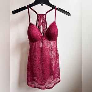 Gilligan & O'Malley Lace Chemise in Rich Burgundy
